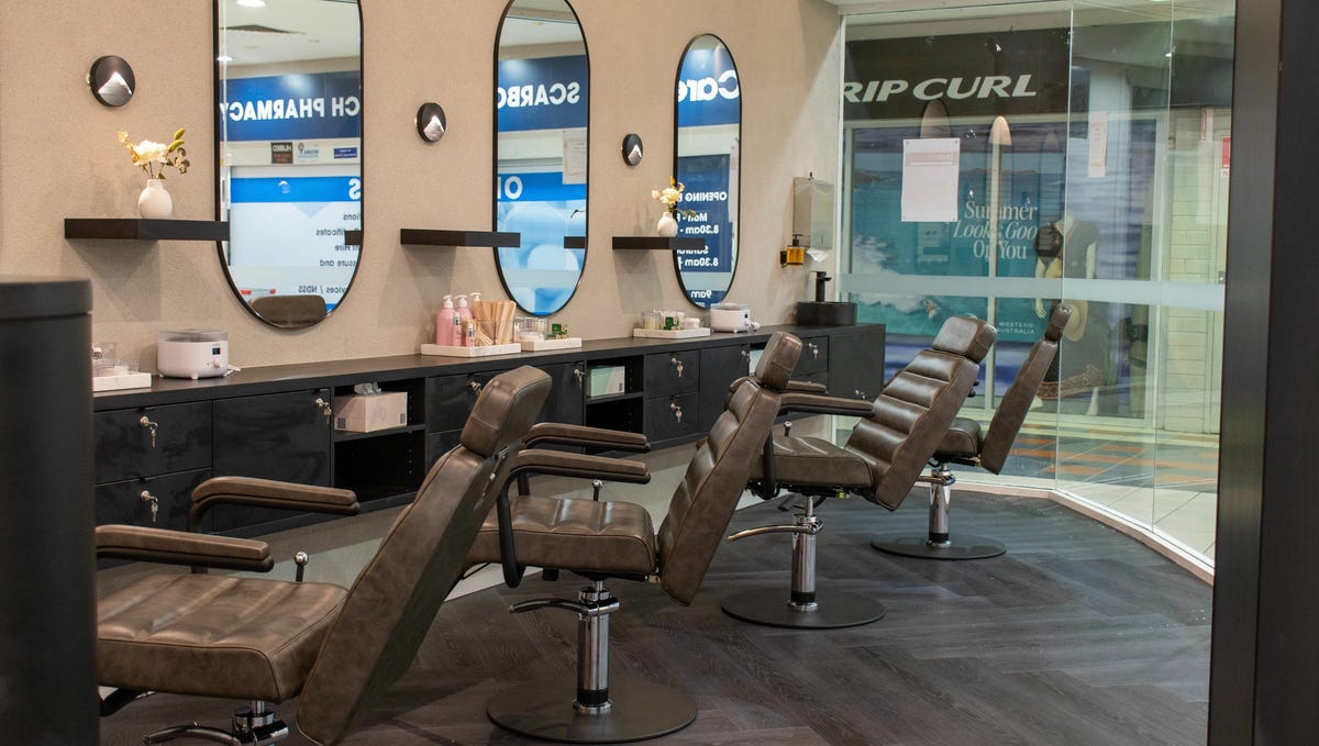 The studio interior with styling chairs and mirrors