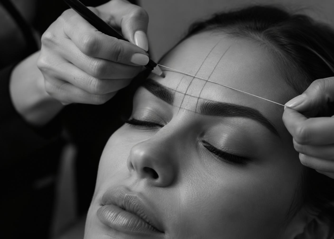 Brow mapping in progress in the studio
